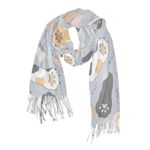 747 Bufanda De Mantón Huella De Gatos Kawaii Bufandas Mujer Clásico Bufanda Cuello Engrosada Mantas 68X196Cm