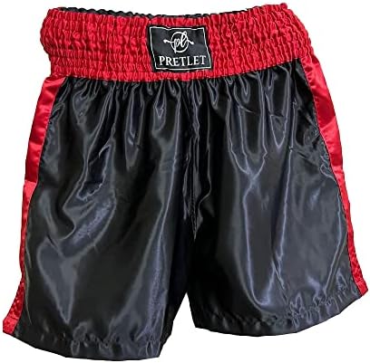 Pretlet Muay Thai Fight Shorts for Men, MMA Shorts Cage Fighting Grappling Martial Arts Kickboxing MMA Shorts Clothing (Medium, Black)