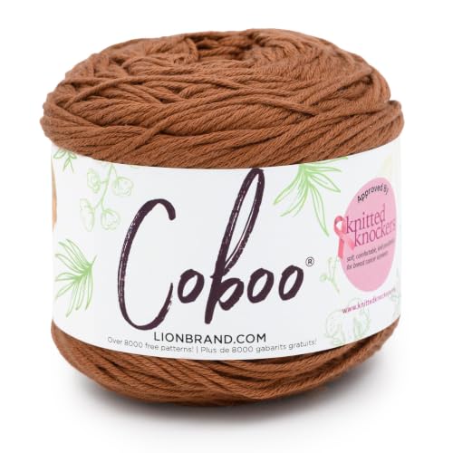 Image of Lion Brand Yarn, Coboo Cotton Blend Crochet Yarn, Auburn, Brown, 1 Pack
