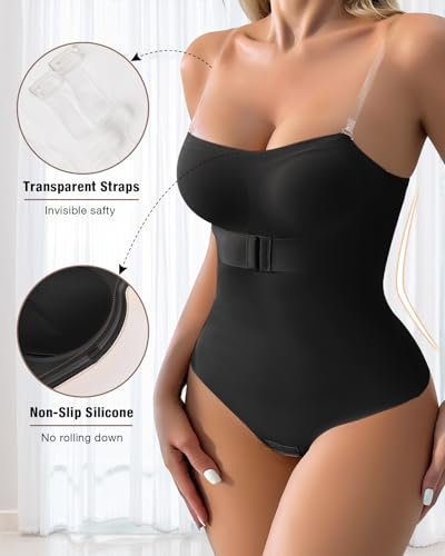Image of Shapewear Bodysuit Tummy Control Strapless Bra Shapewear for Women Strapless Faja Body Shaper Thong Light Shapewear