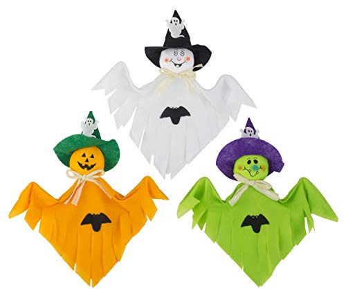 3 Pieces Halloween Decoration Hanging Ghost, Pumpkin Ghost Straw Windsock Pendant for Patio Lawn Garden Party and Holiday Decorations A