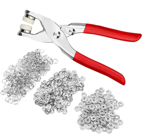 Awelday 150er Metall-Druckknopf-Set mit Zange, 9,5 mm, Silber, für DIY,...