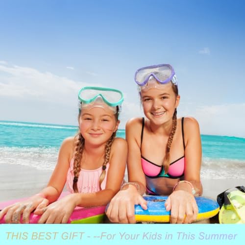 Image of Kids Snorkel Swim Mask, Child Diving Mask Anti-Fog Swim Goggles with Nose Cover for Snorkeling Diving Swimming
