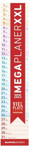 Megaplaner Xxl 2025 - Streifen-Kalender 17X85 Cm - Mit Ferienterminen - Viel Platz Für Notizen - Wandplaner - Küchenkalender - Alpha Edition