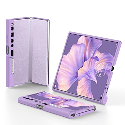 Coque Huawei Mate XS 2 en cuir violet avec support vidéo intégré