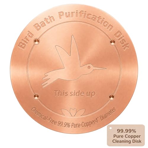 4 Inches Pure Copper Bird Bath Purification Disk 0.6mm thick Reinforced Copper Purification Cleaner with Four-Point Support All-Season Safe Clean Water Solution Universal Fit for Outdoor Birdbath&Bowl