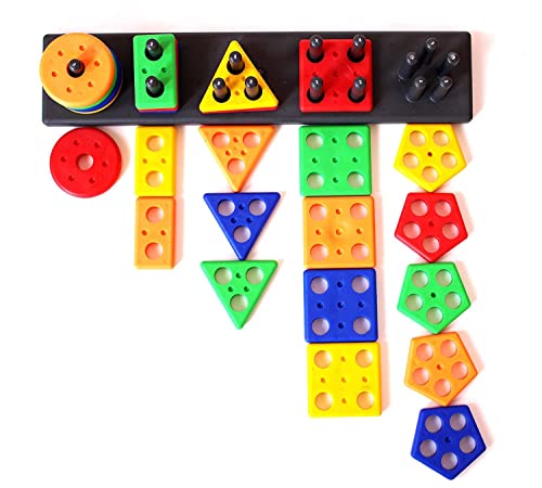 Image of Angle Geometric Plastic Blocks for Toddlers & Kids, Shape Sorter & Stacking Toys, Educational Color Blocks Learning Toy for 1-3 Year Old Boys & Girls, Multicolor (1 Pc)
