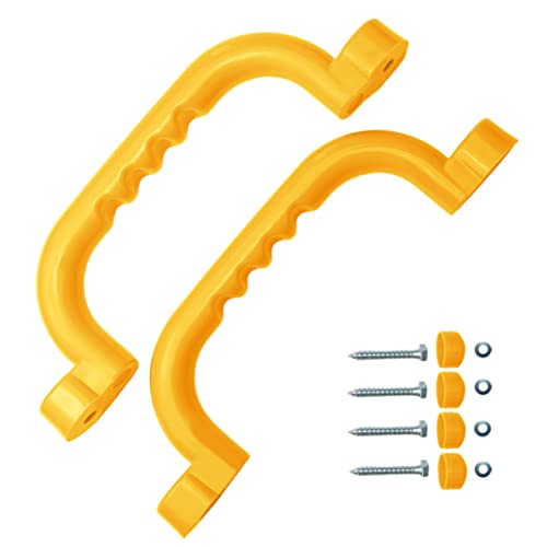 OTITU Poignées pour Aires De Jeux Ensemble De Poignées 2 Pièces - Grilles d'escalade Poignées Aire De Jeux pour Enfants Antidérapantes Maisons sur Pilotis Maisons De Jeux Jaune