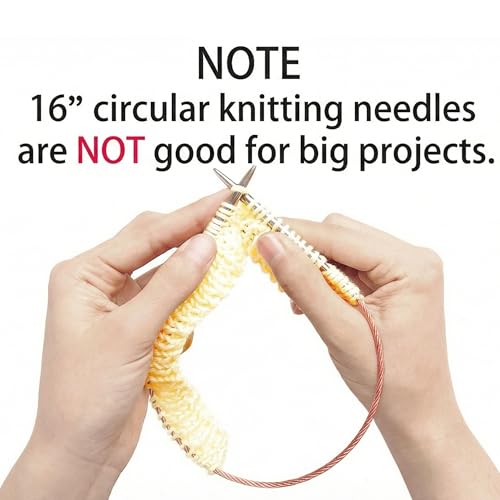 Image of cuteDIY Size 8 Circular Knitting Needles 16 Inch Round Metal (Etched US&mm, Color-Coded Cable, Smooth Join)