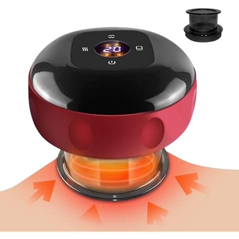 Emooncn 3 in 1 Electric Cupping Set, 12 Adjustable Temperatures Professional Vacuum Cupping Massager with Red Light Smart Scraping Tools Gua Sha Cupping Set for Body Reduce Muscle Pain (with 2 Cups) Cover