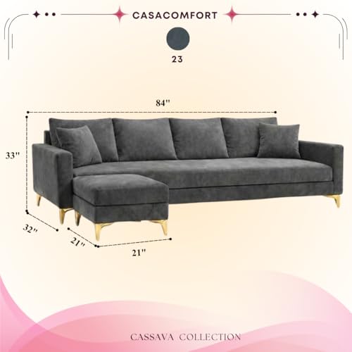 Image of Classiq Rich 5 Seater L Shape Sofa Set with Movable Ottoman | Flexible Layout | Spacious Soft Touch Seating | Designer Sofa for Living Room (Dark Grey)