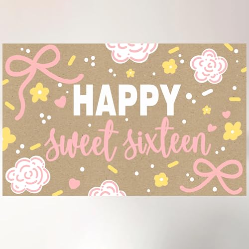 Happy Sweet 16 Banner for Sweet 16 Party Decorations 16th Birthday Decorations for Girls Sweet Sixteen Happy Birthday Banner