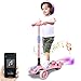 Monopattino per bambini a partire da 3 anni, regolabile in altezza, monopattino a tre ruote, con Bluetooth, musica, spruzzatore a vapore, pieghevole, ragazzi e ragazze, da 3 a 10 anni (rosa)