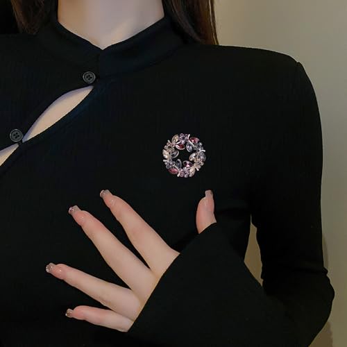 Image of GBAHFY Colours Crystal Brooch Pins Jewelry for Women Rhinestone Handmade Rose Floral Flower Brooches