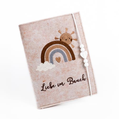 MYLILY | Mutterpass Hülle Deutschland & Österreich | Mutterpass Schutzhülle aus Filz in Beige | Geschenk für schwangere Freundin | Hülle Mutterpass für werdende Mamas