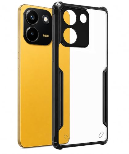 Image of SPAZY CASE Transparent Shockproof Back Cover for Poco X8 Power 5G | Clear Case with Air Cushion Corners | Scratch Resistant Hard Back | Camera & Screen Protection