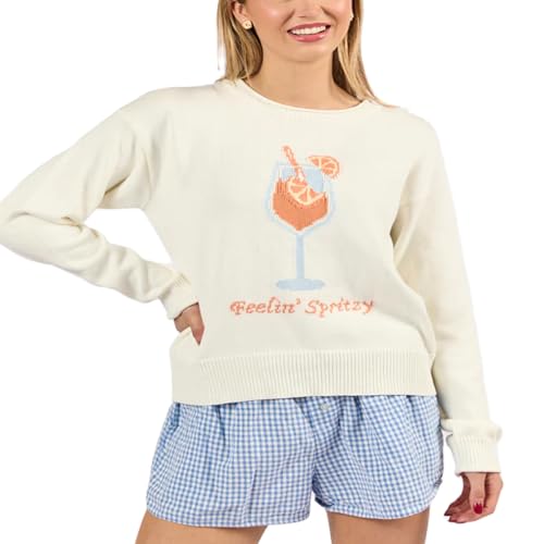 Women Y2K Graphic Sweater top Lobster Star Print Long Sleeve Knit Pullover Cute Oversized Vintage Streetwear
