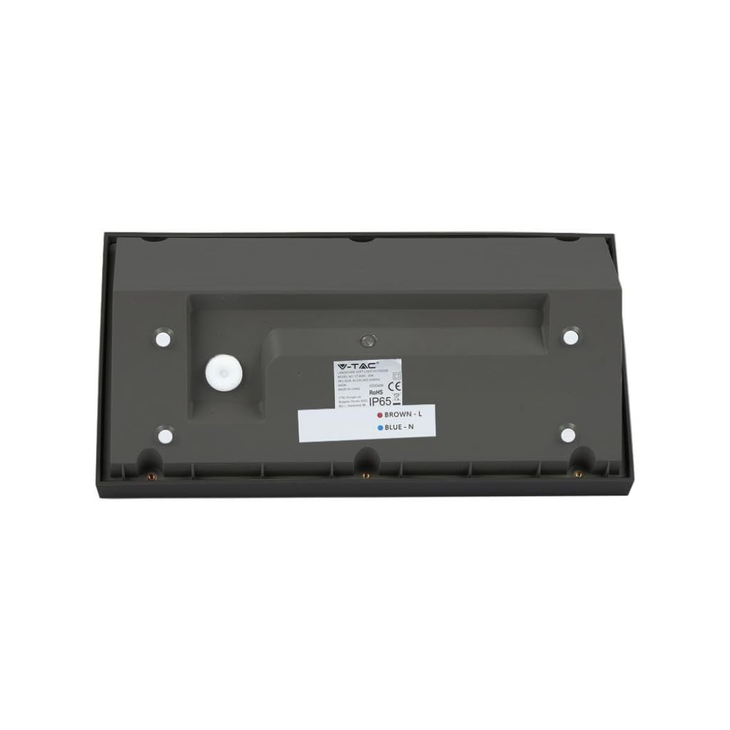 V-TAC VT-8055 Lampada LED da parete rettangolare 20W angolare colore nero da esterno IP65 applique da muro luce bianco caldo 3000k sku 6810
