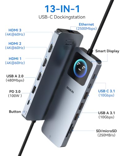 Image of MOKiN USB C Docking Station 3 HDMI, Laptop Dockingstation Triple Display
