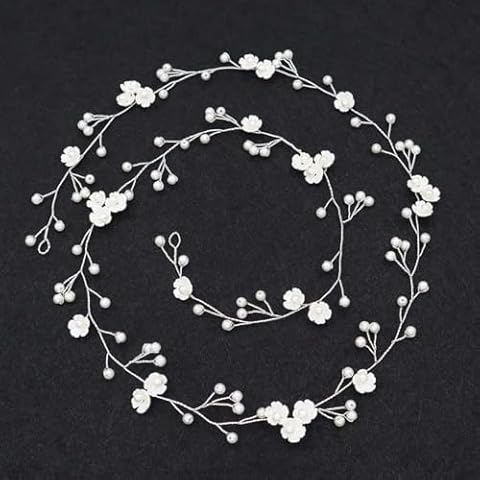 VMila Hair Vine - Elegant Accessories for Weddings, Bridesmaids, and Flower Girls, Suitable for All Hair Types (Silver Flower 100) Cover