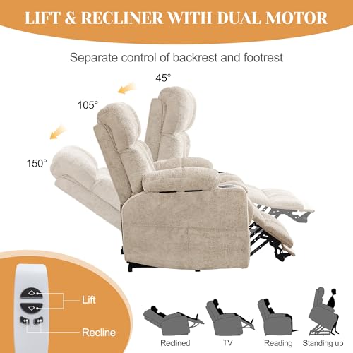 Image of Korser Oversized Dual Motor Power Lift Recliner for Elderly with Adjustable Headrest, Extra Wide Recliner Chairs with Massage and Heat, Electric Lift Chair with Storebox Cupholder, USB Ports, Type C