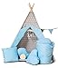 Produktbild Rainbow Kids Star Tipi Kinder Spielzelt Set für Kinder drinnen draußen Spielzeug Zelt Indianer Indianertipi mit Fenster usw. Tipi mit Zubehör (mit Zubehör Blue Star A3)