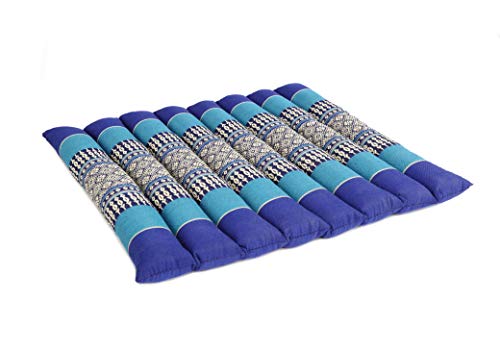 ANADEO YogaProducts Coussin de Yoga et Méditation Plat et Souple - ROULABLE et Ajustable en Hauteur et Largeur - Kapok Haute Densité 100% Naturel - Ferme, Stable et Confortable - Bleu Océan - Small Cover