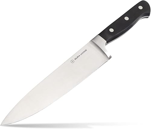 DURA LIVING Cuchillo de chef profesional de 8 pulgadas, acero inoxidable de alto carbono, afilado para afeitar, versátil cuchillo de cocina y corte,