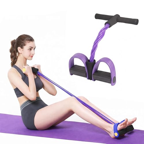 Kammoy Corde de Tension à 6 Tubes, Bande de résistance élastique Multifonction pour pédale, entraînement de Fitness en Latex Naturel, pour abdominaux, Taille, Bras, Jambes étirements (Violet)