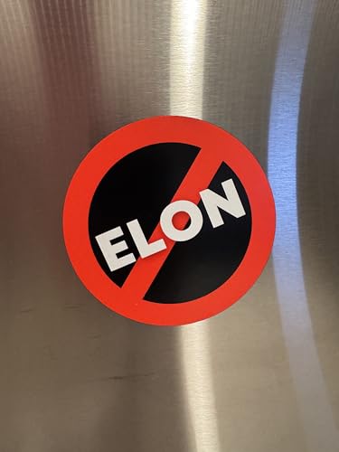 NO! Anti Elon Round 4inch CAR Magnet Bumper Decal Cling for Tesla Owners Model X Y 3 | MadPufferStickers Brand