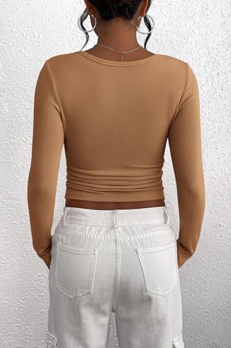 Image of PRETTYGARDEN Women's Fall Long Sleeve Henley T Shirts