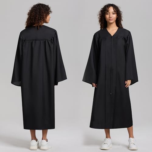 Image of Graduation Cap Gown 2026 2027 Matte Unisex for High School Bachelor | Heavyweight Matte Polyester,Zipper Closure,Adjustable Cap,Sizes 39-60,Bulk Orders Available