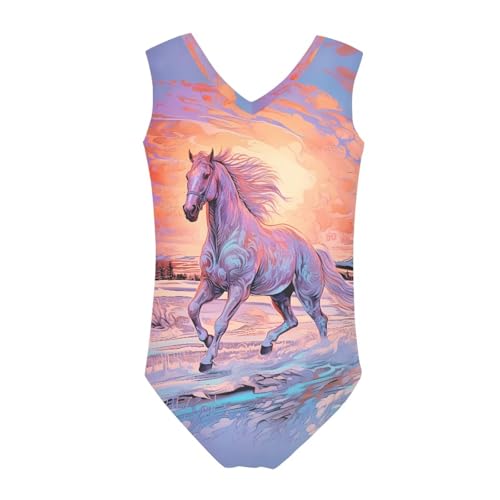 Image of Fashion Print One-Piece Swimsuits for Girls,Soft Stretchy One Piece Bathing Suit Quick Dry Beach Swimwear 5-14 Years