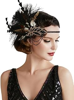 BABEYOND Feather Headpiece Sequined Showgirl Flapper Headband 1920s Accessories (style 1)