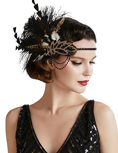 BABEYOND Stirnband Damen Pfau Feder Haarspange Gatsby Fasching Kostüm Haar Accessoires