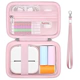 Supmay Sticker Printer Case Compatible with Memoking T02/for iDPRT/for Phomemo/for Anycash/for Ponek/for cabaro Mini Sticker Printer, Print Pods Mini Printer Storage Bag for Accessories, Pink