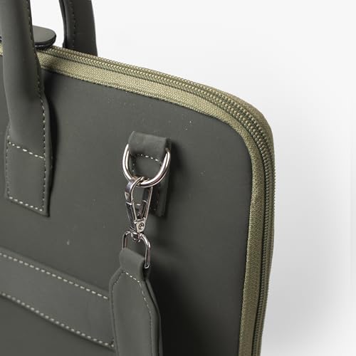 Image of Bellblock Sleek Messenger Laptop Bags For Men /Women Office Use | Travel Friendly With Luggage Strap | Office Bag For Man /Woman | Cotton Canvas | Olive Green (Upto 14 Inch)