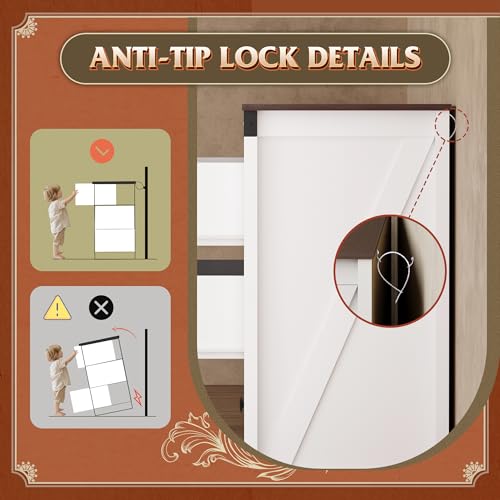 WLIVE Dresser for Bedroom, 63" Wide 9 Drawer Farmhouse Dresser Storage Organizer, Wood Chest of Drawers for Bedroom, TV Stand for 70 inch TV, for Living Room, Hallway, Ball Bearing Slide (White) - Image 8