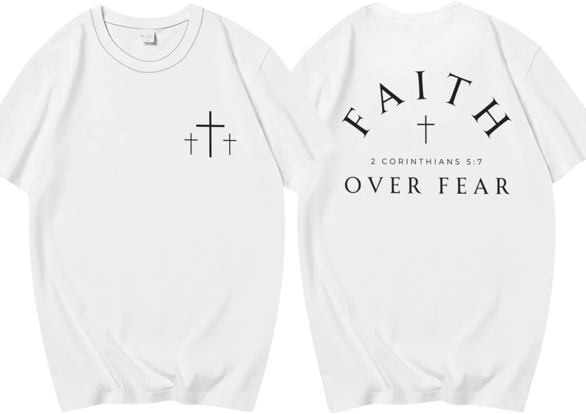 Faith Over Fear T-Shirts for Women Christian Cross Shirts Bible Verse Shirt Oversized Tees Christian Tshirts - Image 7