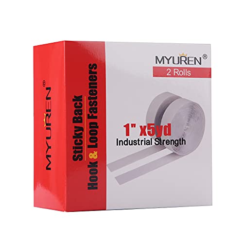 MYUREN Scratch Autocollant Double Face, Bande Agrippantes Adhésives, Ruban Scratch Adhésif pour Moustiquaires, Fenêtres, Cadres Photo légers, Tapis de Voiture et Faits à la Main (Blanc,25mm x 4.5m) Cover
