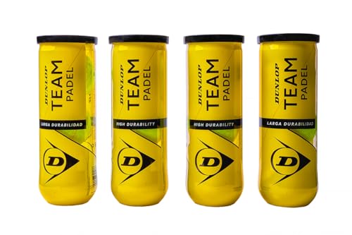 4 Botes de Pelotas Dunlop Padel Team, 12 Pelotas
