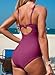 Aleumdr Women's 2026 Fashion U-Wired Tummy Control One Piece Swimsuit Vintage Bathing Suits Ruched Swimwear Violet Large