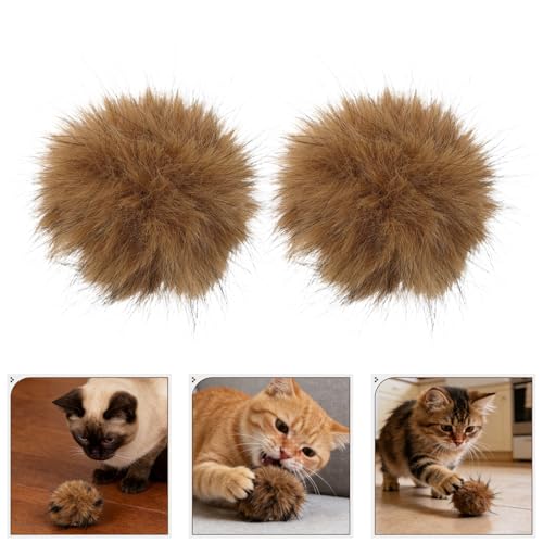 Balones de pompones para gatos de interior FUTUREORYY pack de 10 peluches marrones 8