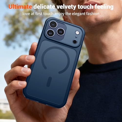 Image of SUPFINE Magnetic for iPhone 17 Pro Case Deep Blue | (Compatible with MagSafe)(Military Grade Drop Protection)(Camera Protection)Translucent Matte Phone Cover