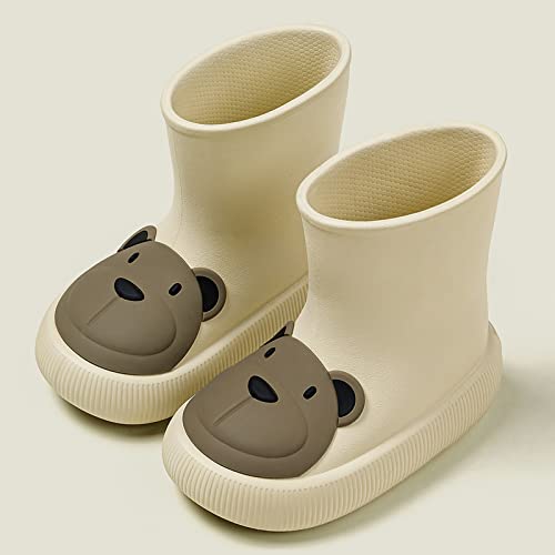 Classic Children Rainboots Rubber Children Water Shoes Rain Boots Kids Baby Cartoon Shoes Girls Dress Shoes Size 5 (White, 12 Little Child)3