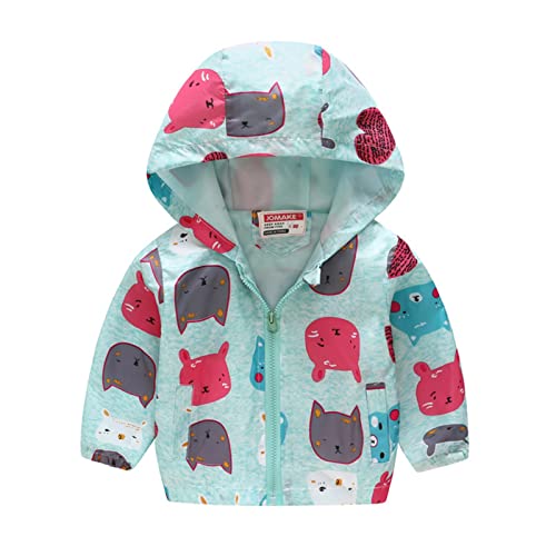 Toddler Girls Boys Windbreaker Casual Outerwear Kids Lightweight Zip Hooded Jacket Baby Cute Cartoon Fall Dust Coat