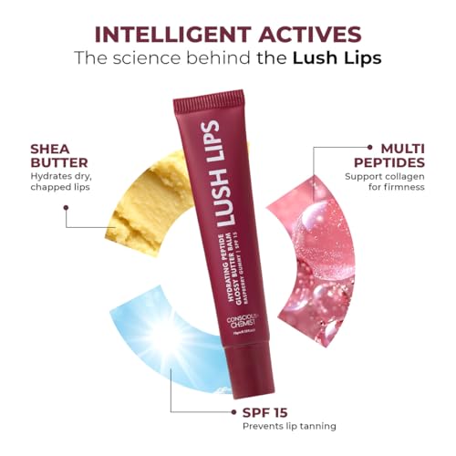 Image of Conscious Chemist Peptide Lip Balm SPF15 - Raspberry Gummy | 24 hr Hydration & Moisturizing Lip Balm for Dark & Pigmented Lips | Sun Protection | Soothes Dry Lips & Repair Moisture Barrier - 15g , Burgundy
