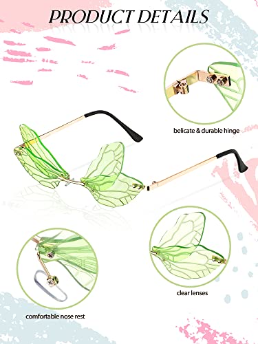 7 Pieces Dragonfly Sunglasses Fairy Glasses Butterfly Glasses Rimless Sunglasses for Women Men2