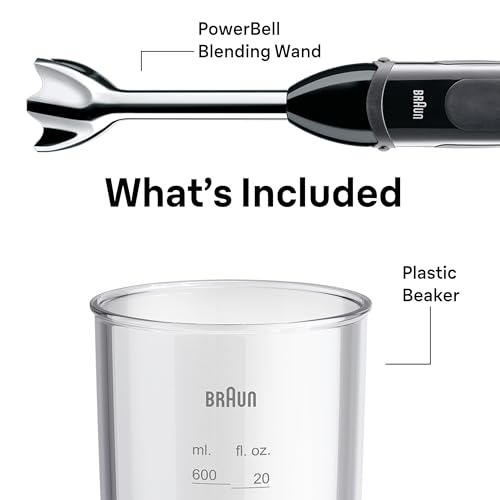 Image of Braun MQ5000 Vario Hand Blender Stick - 21-Speed Handheld Immersion Blender with Turbo Boost, Stainless Steel Blades, SplashControl, EasyClick System, 400W, Hand Blenders for Smoothies