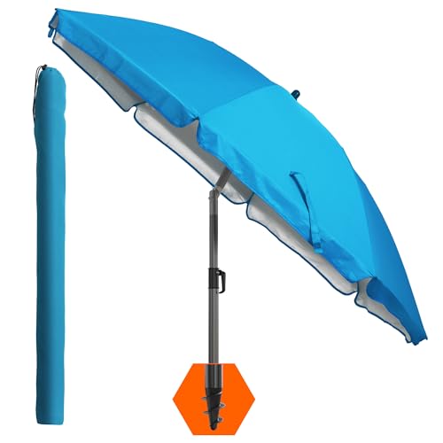 4smile Sonnenschirm Strand SunnyJoy, Blau - UPF 50+ Strandschirm Ø 180 cm, sicherer Sonnenschutz...